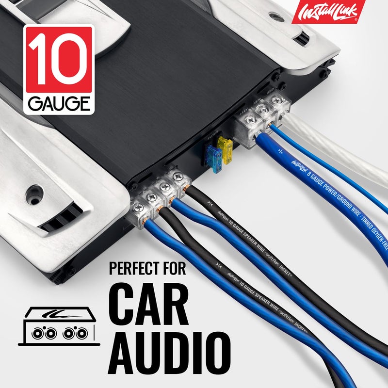 Install Link 10 AWG Gauge Speaker Wire Cable (50 Feet) Stereo, Car or Home Theater, CCA - Image 3